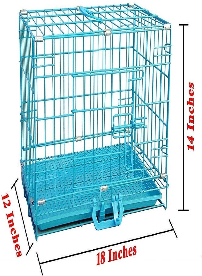 KittuPet Single Door Folding Metal cage with Removable Tray and paw Protector for Dogs,Cats and Rabbits 18 inch - KittuPet (Blue) - Image 2